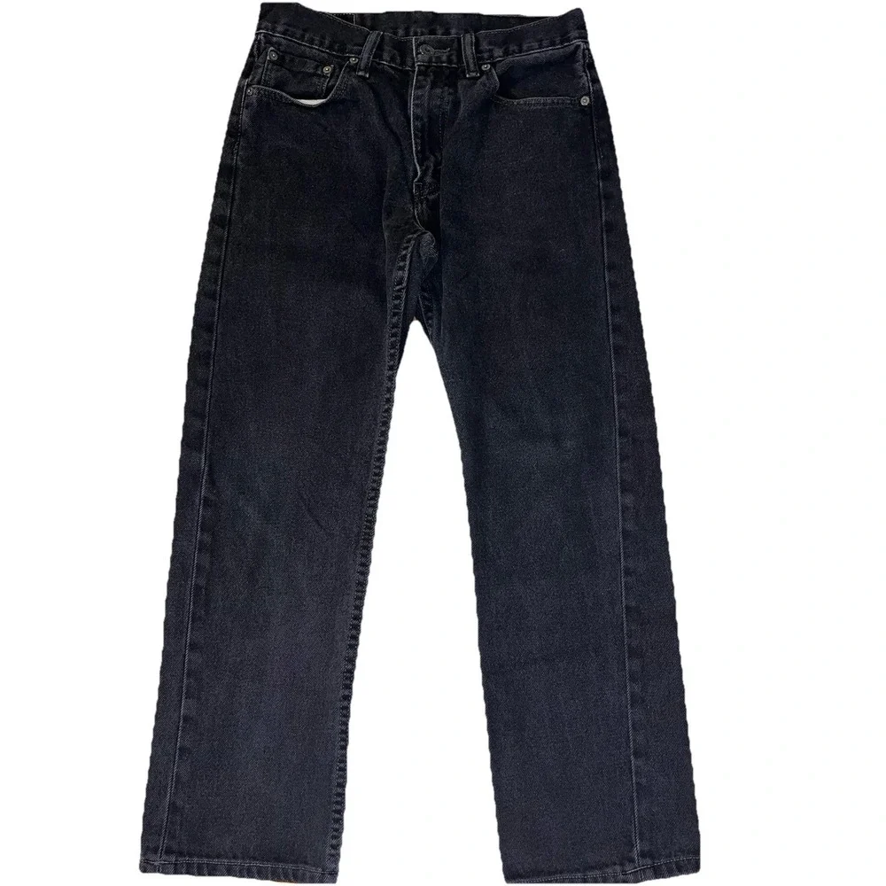 Levi's 505 jeans mens 28x26 straight regular fit denim 5-pocket button zip black